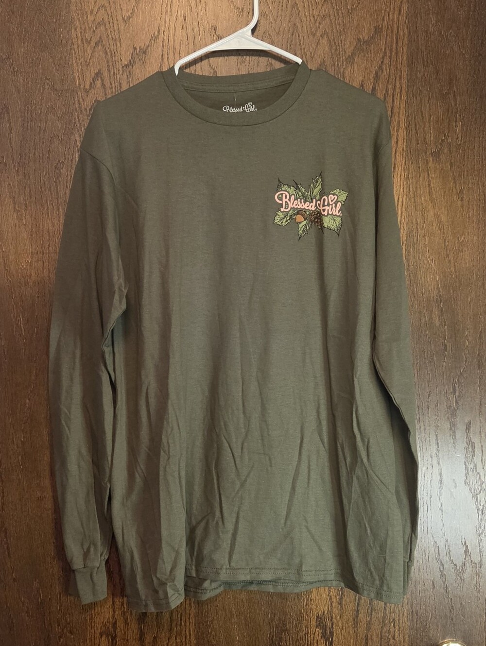 Blessed Girl Happy Camper Olive Long Sleeve Crewneck Shirt